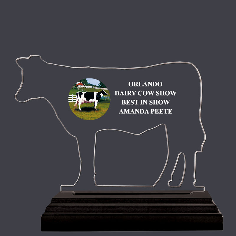 Cattle Shaped Acrylic Award Trophy w/ Black Base