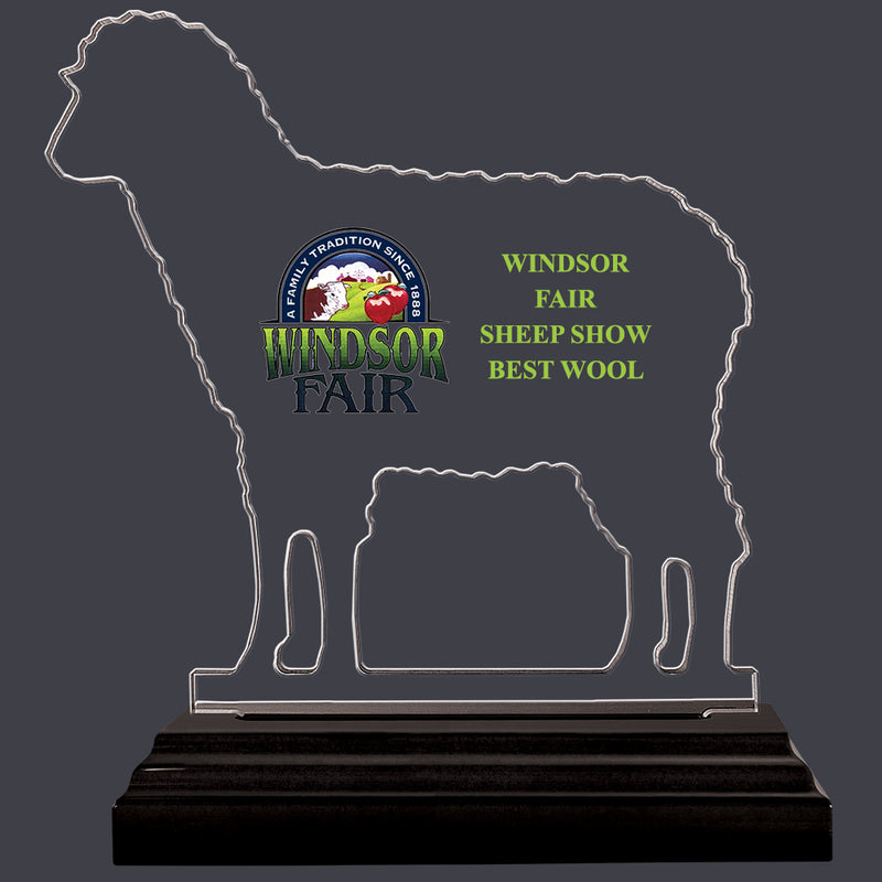 Sheep Shaped Acrylic Award Trophy w/ Black Base