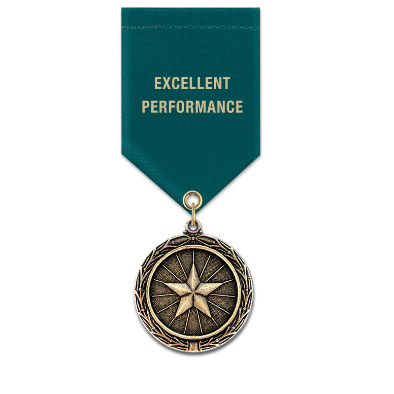 1-1/2" Medal MX Award Medal With Satin Drape Ribbon