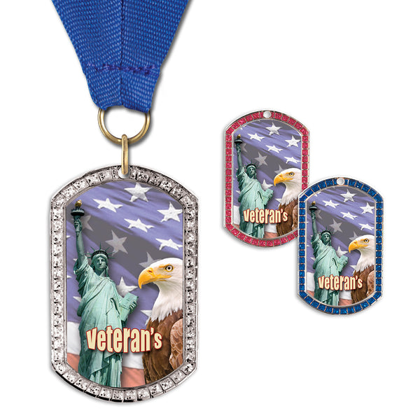 1-3/8" x 2-1/4" Custom GGM Tag Medal With Grosgrain Neck Ribbon
