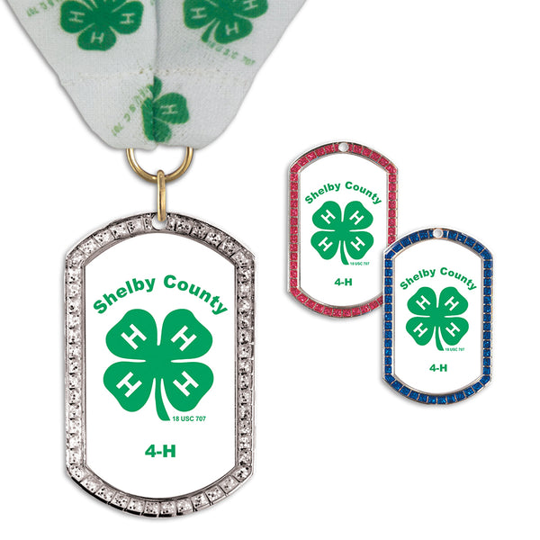 1-3/8" x 2-1/4" Custom GGM Tag Award Medal With Millennium Neck Ribbon