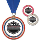 2-3/4" Custom GGM Award Medal With Grosgrain Neck Ribbon