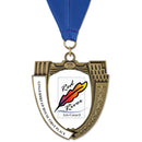 2-3/4" Custom MS Mega Shield Award Medal With Grosgrain Neck Ribbon