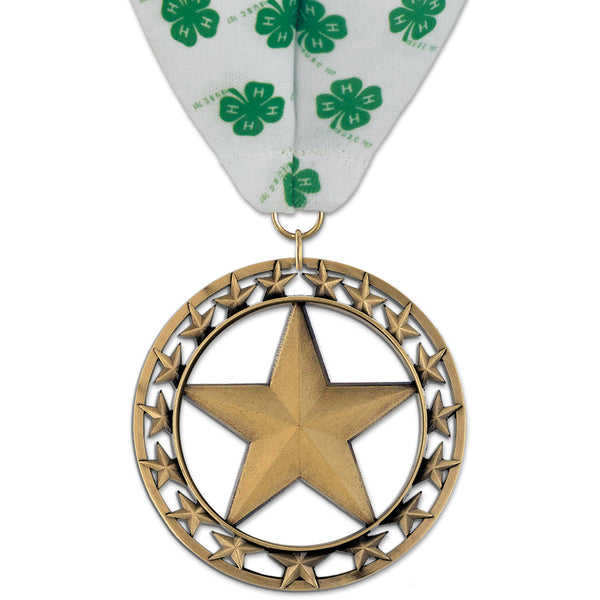 2-3/4" Custom Rising Star Award Medal With Millennium Neck Ribbon