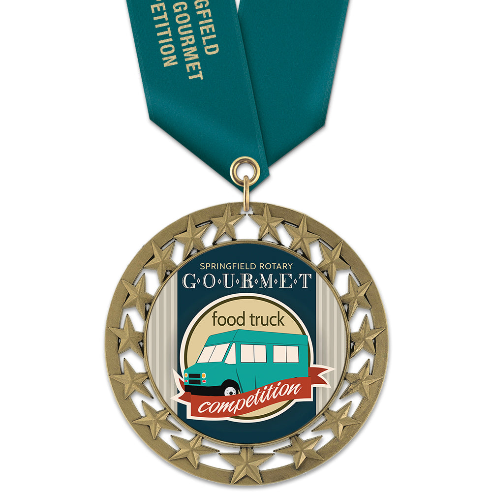 RS14 Printed Medal w/ Satin Neck Ribbon Hodges Badge Company