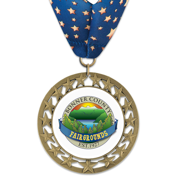 2-3/4" Custom RS14 Award Medal With Millennium Neck Ribbon