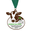 5" Custom Shape Birchwood Medal With Any Grosgrain Neck Ribbon