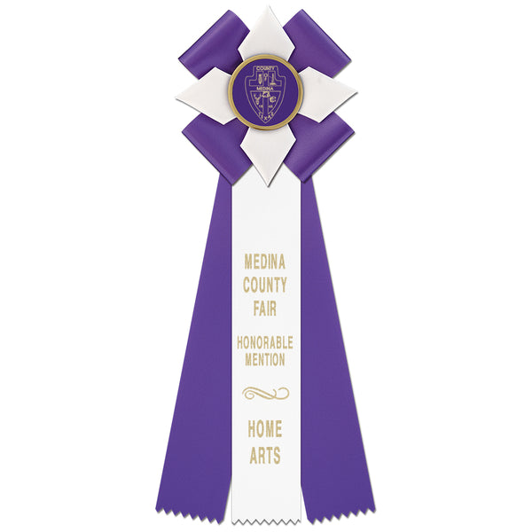 Dorset 3 Rosette Award Ribbon, 5" Top