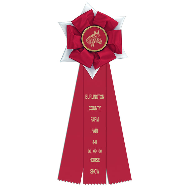 Dartmoor 3 Rosette Award Ribbon, 6" Top