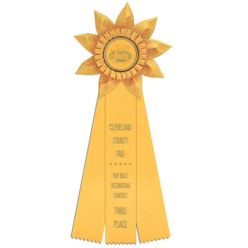 Greenville 3 Rosette Award Ribbon, 6" Top