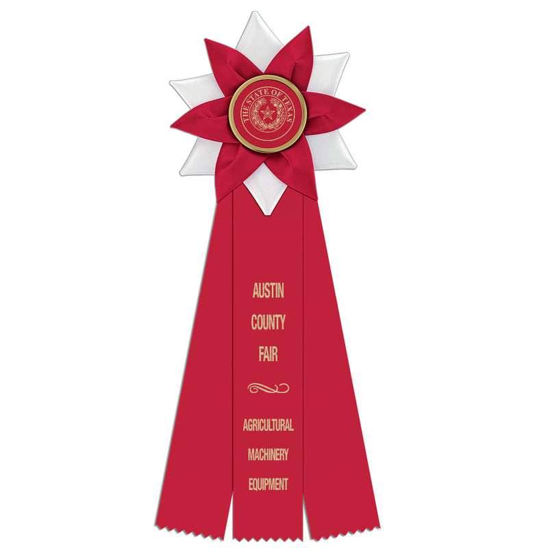 Wales 3 Rosette Award Ribbon, 5-1/2" Top