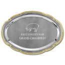 9" x 6-1/2" Scalloped Oval Award Tray With Gold Border