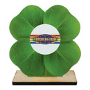 5" Clover Shape Birchwood Award Trophy With Birchwood Base