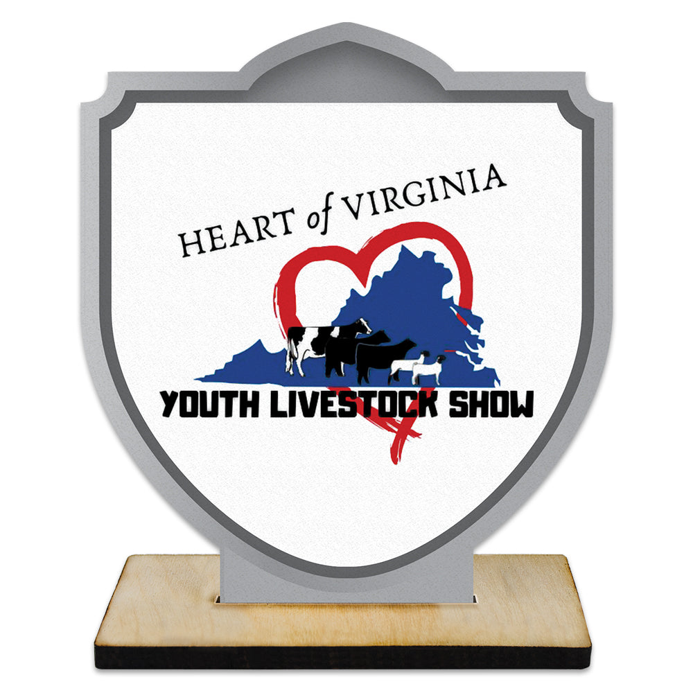 5" Shield Shape Birchwood Award Trophy With Birchwood Base