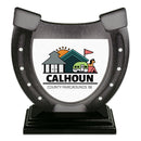 5" Horseshoe Shape Birchwood Award Trophy With Black Base
