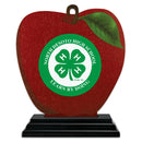 5" Apple Shape Birchwood Award Trophy With Black Base