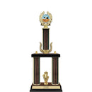 20" Custom Walnut Finished Award Trophy w/Wreath, Trim & Insert Top