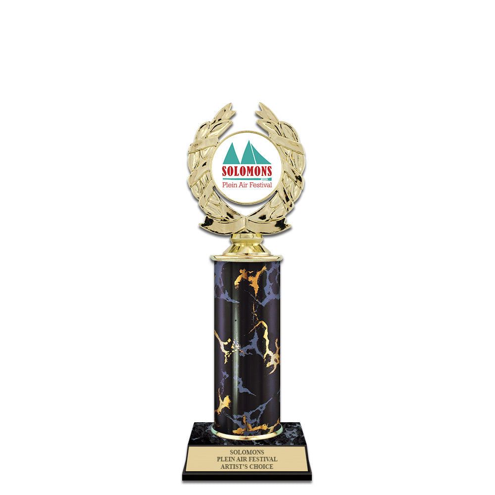 10" Custom Black/Gold Award Trophy w/Insert Top