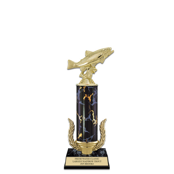12" Black Faux Marble Award Trophy With Wreath