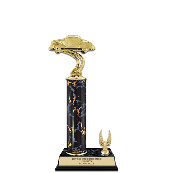 12" Black Faux Marble Award Trophy With Trim