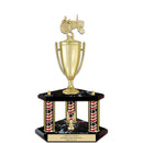 20" Custom 3 Column Black Base Award Trophy With Loving Cup & Trim