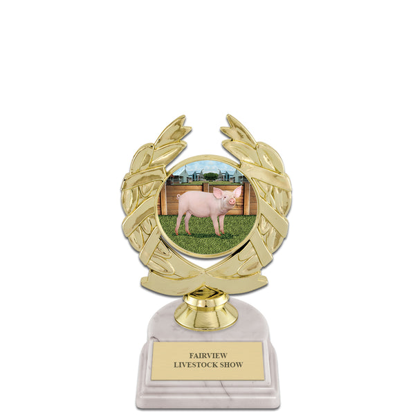 5-1/2" Custom White Base Award Trophy With Insert Top