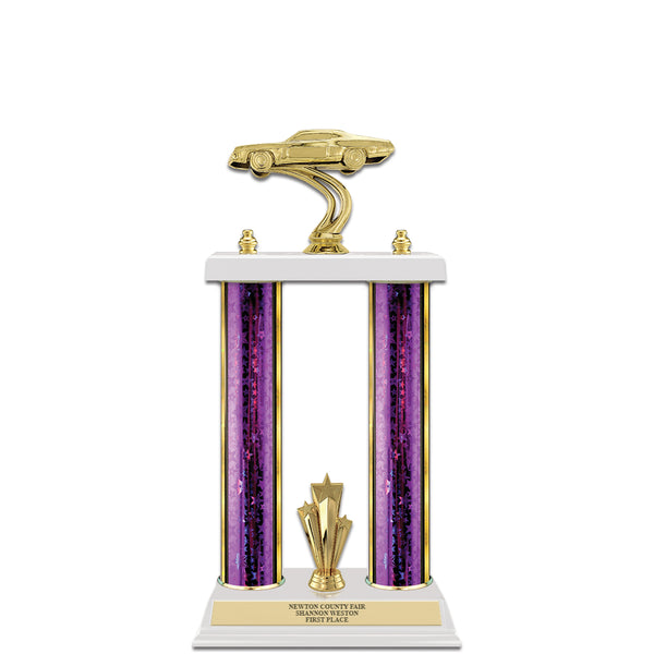 15" Custom White Finished Award Trophy With Trim