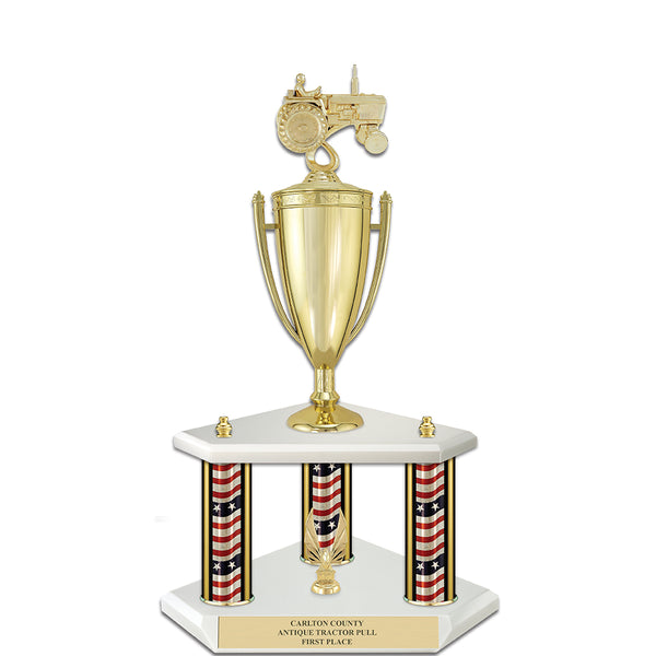 20" White Finished Award Trophy With Loving Cup And Trim