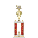 22" White Finished Award Trophy With Loving Cup And Trim
