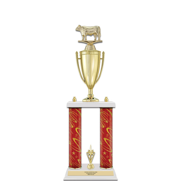 22" White Finished Award Trophy With Loving Cup And Trim