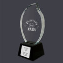 9” Custom Engraved Optical Crystal Faceted Flame W/Engraved Attached Base