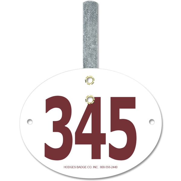 Custom Indurotec<sup>TM</sup> Full Color Oval Exhibitor Number With Hook