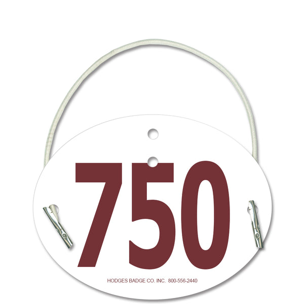 Custom Indurotec<sup>TM</sup> Full Color Oval Exhibitor Number With Elastic