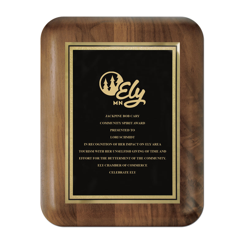 7" x 9"  Genuine Walnut Award Plaque