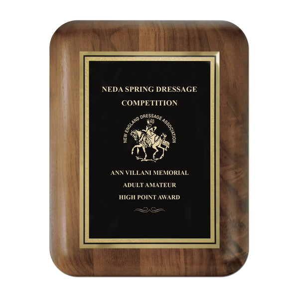 7" x 9"  Genuine Walnut Award Plaque