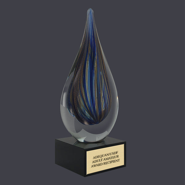 7" Custom Engraved Glass Teardrop Award Trophy