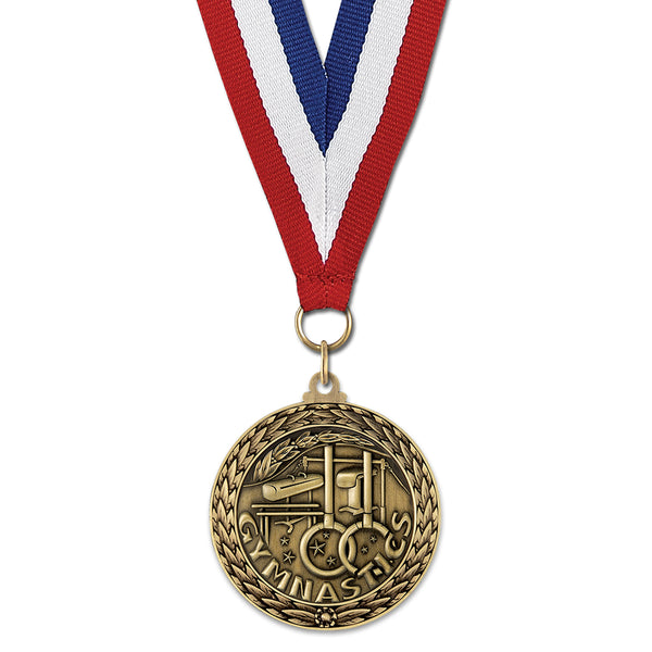 1-3/4" Stock LFL Award Medal With Red/White/Blue or Year Grosgrain Neck Ribbon