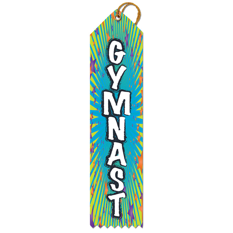 2" X 8" Stock Multicolor Point Top Gymnast Award Ribbon