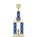 20" Custom 3 Column Trophy with Trim and White Marble Base
