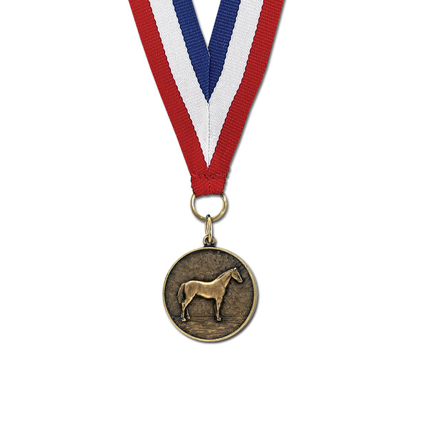 1-1/8" Custom CX Award Medal With Grosgrain Neck Ribbon