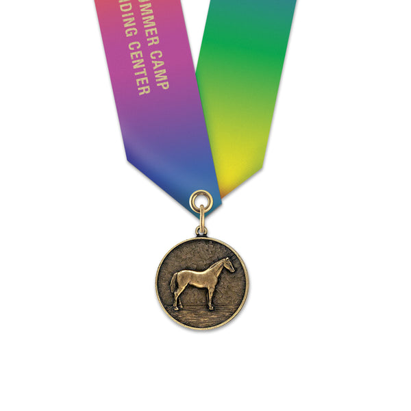 1-1/8" Custom CX Award Medal With Specialty Satin Neck Ribbon
