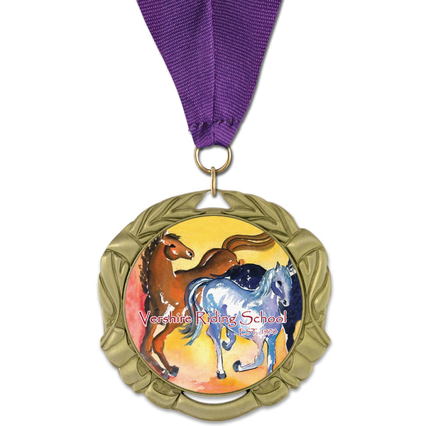 2-3/4" Custom XBX Award Medal With Grosgrain Neck Ribbon