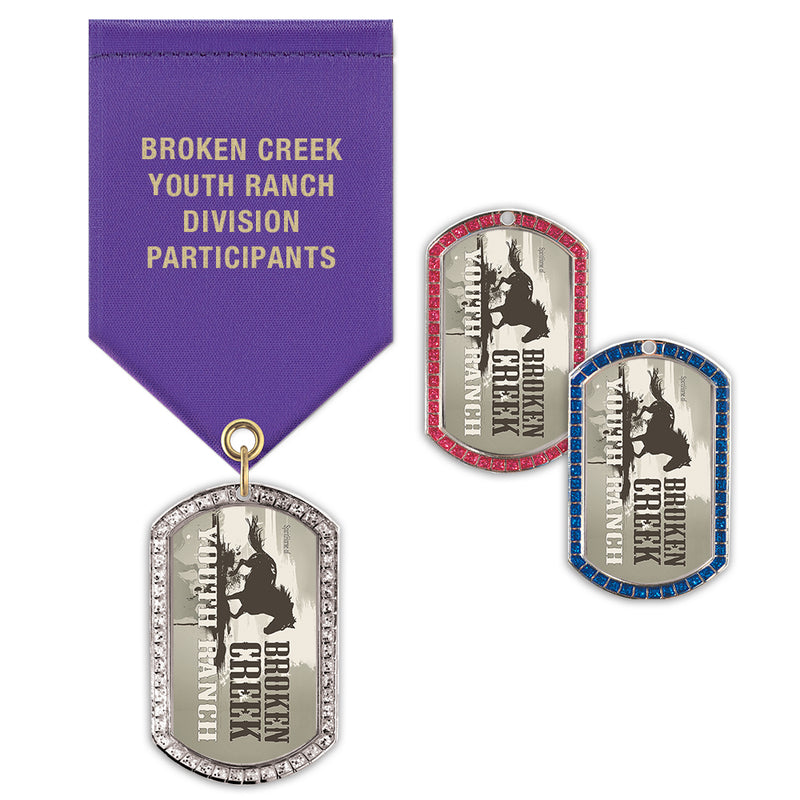 1-3/8" x 2-1/4" Custom GGM Tag Award Medal With Satin Drape