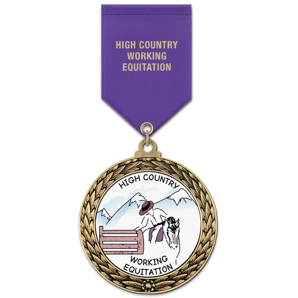 2-5/8" Custom GFL Award Medal With Satin Drape Ribbon
