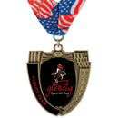2-3/4" Custom MS14 Mega Shield Award Medal With Millennium Neck Ribbon