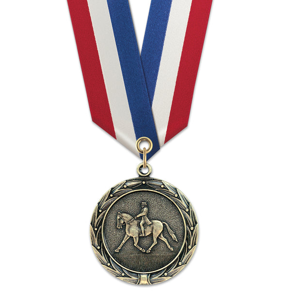 1-3/4" Custom HBX Award Medal With Specialty Satin Neck Ribbon