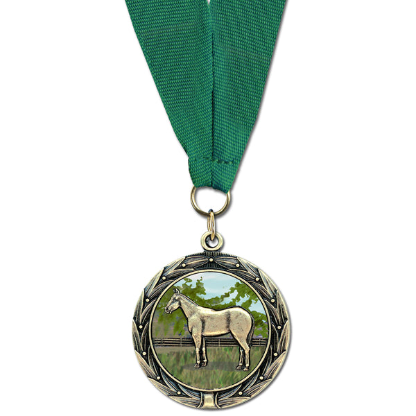 1-3/4" Custom HBXC Color Fill Award Medal With Grosgrain Neck Ribbon