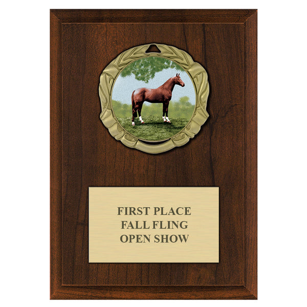 5" x 7" Custom XBX Medal Cherry Plaque With Engraved Plate