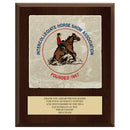 7" x 9"  Full Color Award Plaque  - Cherry Finish w/ Tumbled Stone Tile & Engraved Plate