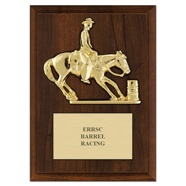 5" x 7" Custom Cherry Equestrian Plaque With Engraved Plate